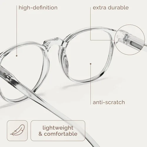 Vista 6 de IBOANN Blue Light Blocking Glasses for Women - 3 Pack ***Tortuga negra y bellota y transparente