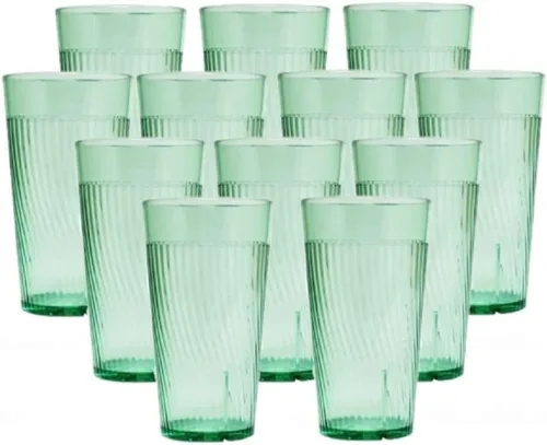 Vista 21 de TrueCraftware - Juego de 12 vasos Belice de policarbonato azul de 8 onzas. Vasos de té helado de alta calidad, apilables, reutilizables, aptos