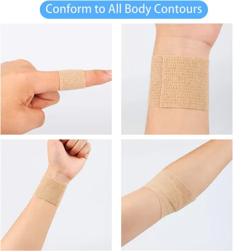 Vista 5 de Paquete de 12 vendajes cohesivos autoadhesivos de 2 pulgadas x 5 yardas, cinta de primeros auxilios, cinta autoadhesiva elástica, cinta atlética