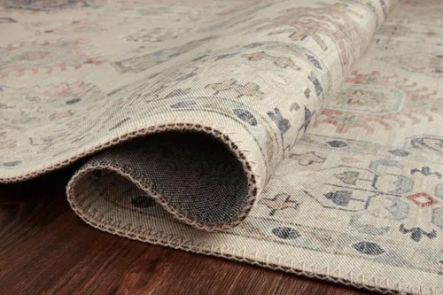 Vista 5 de Loloi Hathaway Collection HTH-04 Beige/Multi 2 pies 3 pulgadas x 3 pies 9 pulgadas, Alfombra de acento de 0.25" de espesor, suave, duradera