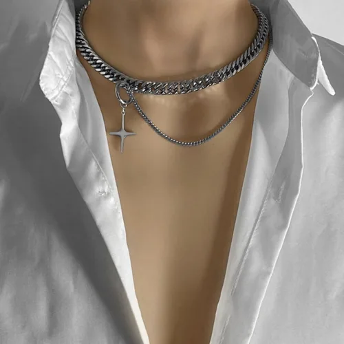 Vista 55 de Y2k - Collar irregular con dije de estrella, piedra de luna, diseño de cadena de moda, joyería de plata picante para mujer
