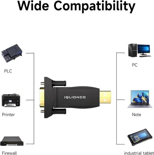Vista 6 de Adaptador serie RS232 macho USB 2.0 a DB9 negro con chip FTDI FT232RL - Conectores chapados en oro - Compatible con Windows 11/10, Mac, Linux