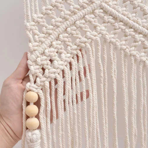 Vista 6 de Cortinas bohemias de macramé para ventanas, cenefa de macramé para dormitorio, sala de estar, decoración bohemia para colgar en la pared, 1 panel