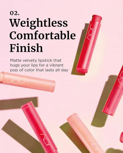 Vista 3 de VDL Lip Stain Comfort Slip Lipstick 13, Cafe Romano, lápiz labial ligero, mate y suave para una comodidad sin esfuerzo. Color de labios vibrante