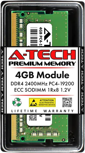Vista 39 de A-Tech 4GB DDR4 2133MHz PC4-17000 ECC SODIMM 1Rx8 Rango único 1.2V 260-Pin Módulo de actualización de memoria RAM para Microserver, estación