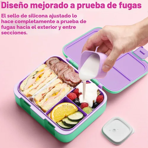 Vista 9 de Fimibuke Lonchera Bento de 32 onzas para niños con termo de 12 onzas, bolsa de almuerzo aislada y bolsa de hielo, contenedor de comida de 3