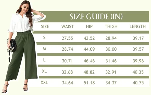 Vista 5 de Febriajuce Pantalones de pierna ancha para mujer, elásticos, de cintura alta, pantalones palazzo, holgados, casuales, para verano, playa, pantalones