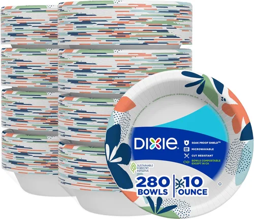 Vista 11 de Dixie Cuencos de papel pequeños, 10 onzas, 72 unidades, aptos para microondas, a prueba de remojo, cuencos desechables, ideales para aperitivos