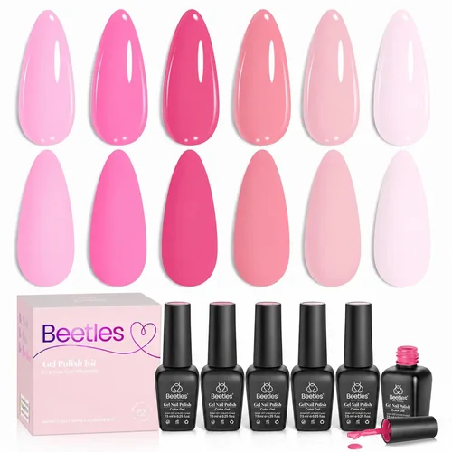 Vista 53 de beetles - Juego de esmaltes en gel color borgoña – Berry Merlot 6, ciruela, cereza, moca, rojo, otoño-invierno, morado oscuro, vino púrpura oscuro