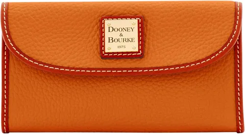 Vista 8 de Dooney & Bourke Cartera de mano Continental para mujer en piel de grano de guijarro, billetera triple con múltiples tarjeteros Negro