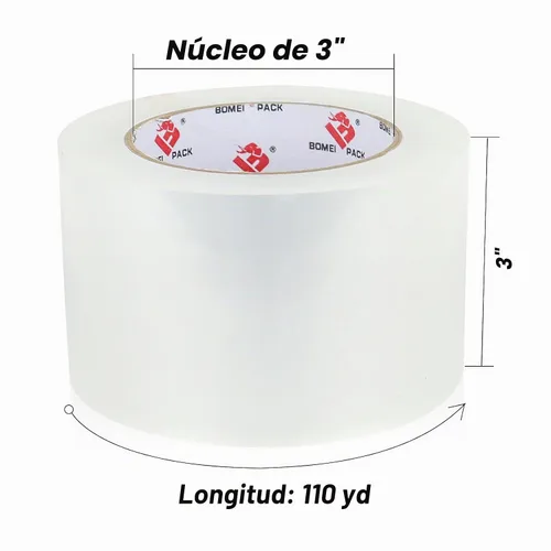 Vista 2 de BOMEI PACK Cinta de embalaje transparente de 3 pulgadas de ancho, 3 pulgadas x 110 yardas (330 pies), repuesto de cinta de envío resistente de grado