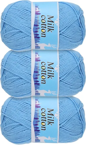 Vista 16 de Hilo de algodón, 60 % algodón y 40 % fibras acrílicas, hilo suave para tejer a mano, para manualidades, manualidades, proyectos de tejer, decoración