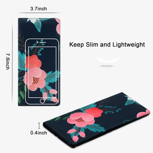 Vista 11 de HUA ANGEL Billetera ultra delgada para mujer, con bloqueo RFID, tarjetero de crédito, plegable, largo, hebilla magnética, billete para mujer, Owl