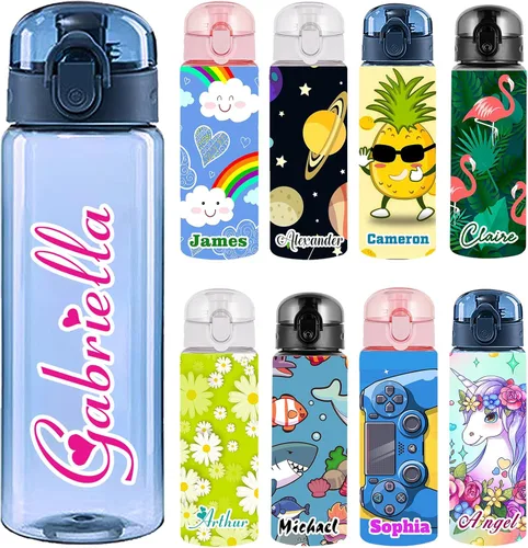 Vista 31 de Botellas de agua personalizadas con tapa, botella personalizada de 26 onzas con nombre, botellas de agua de plástico personalizadas, a prueba
