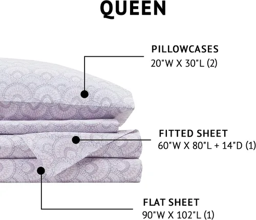 Vista 77 de Comfort Spaces Sábanas 100% Algodón Twin XL, Transpirables, Naturalmente Frescas, Sábanas de Algodón Suave con Bolsillo Elástico de 14 Pulgadas que