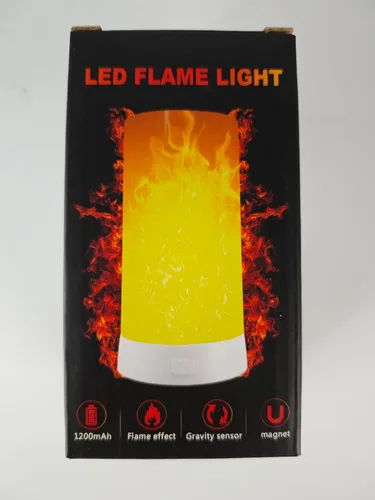 Vista 2 de Luz LED con efecto de llama, recargable por USB, impermeable, regulable, 4 modos, linterna con efecto de detección de gravedad y base magnética
