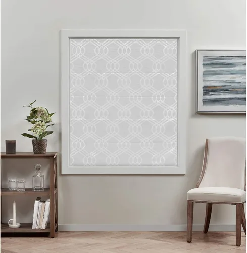 Vista 8 de Exclusive Home Prague Trellis - Persiana romana 100% opaca de 27 x 64 pulgadas, color blanco