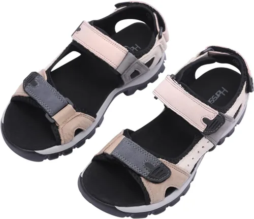 Vista 8 de Harssidanzar Sandalias de cuero para mujer, sandalias para exteriores, sandalias de senderismo, sandalias casuales para caminar, sandalias de playa