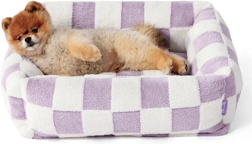 Vista 11 de LE SURE Bonita cama para perros y gatos pequeños, camas lavables para cachorros, acogedor sofá ortopédico rectangular para mascotas con felpa
