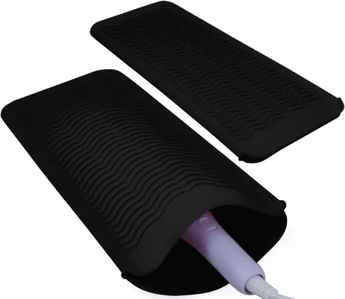 Vista 13 de 1 Paquete de Funda de Silicona Resistente al Calor para Alisador de Cabello, Rizador, Plancha Plana y Herramientas Calientes para el Cabello Negro