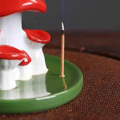 Vista 5 de Quemador de incienso de cerámica de reflujo para decoración del hogar, quemador de incienso de hongos creativos, sándalo, aromaterapia, incensario
