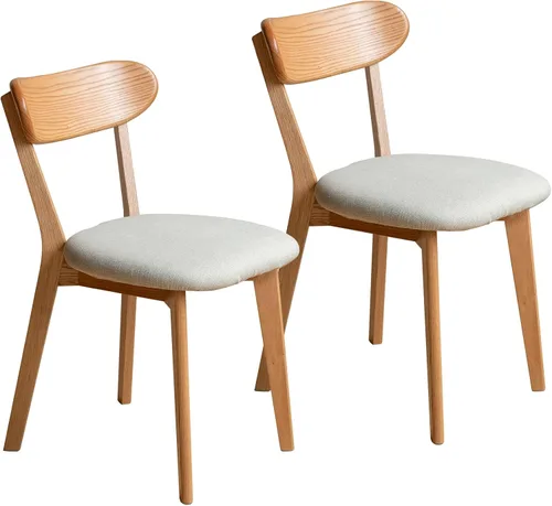 Vista 16 de JUSTONE Mid-Century - Juego de 2 sillas de comedor modernas de madera maciza con respaldo ergonómico, estilo granja para comedor (negro)
