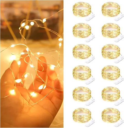 Vista 11 de Bexdir - Paquete de 12 luces de hadas multicolor de 7 pies, 20 luces LED