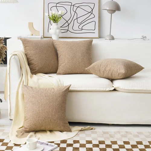 Vista 43 de Home Brilliant Funda de almohada de lino de 18 x 18 pulgadas, almohada decorativa para cama, sofá, sala de estar, 1 unidad, color gris ceniza