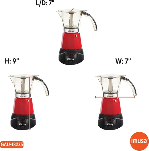 Vista 9 de IMUSA Cafetera eléctrica para café expreso de 6 o 3 tazas, color rojo