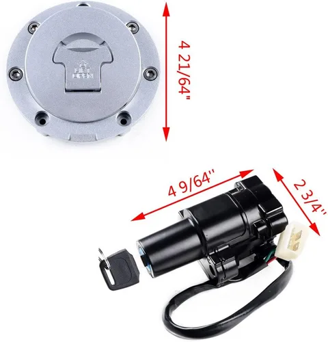 Vista 3 de Llave de bloqueo del interruptor de encendido de la tapa del tanque de combustible compatible con Honda 2004 2005 2006 2007 CBR 1000RR 2003-2006