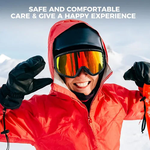 Vista 2 de findway OTG - Gafas de esquí, gafas de nieve y snowboard para hombres, mujeres y jóvenes [mejoradas] aptas para todos los cascos, antiniebla