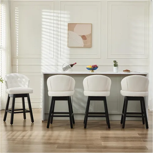 Vista 13 de Juego de 2 taburetes de bar giratorios de 29 pulgadas, taburetes de bar tapizados con respaldo, sillas modernas de altura de mostrador para isla