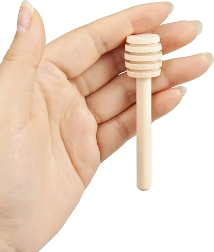 Vista 2 de Palitos de madera de miel, 3 piezas, mini cucharas de miel para tarro de miel, dispensar agitador de mezcla