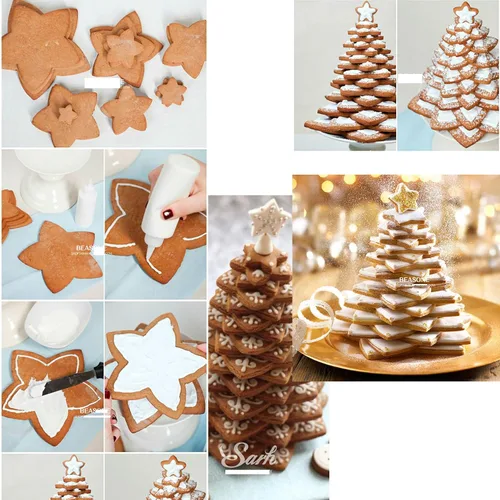 Vista 3 de Juego de 10 cortadores de galletas de plástico para decoración de estrellas de jengibre 3D Kit de cortadores de galletas de fondant Molde
