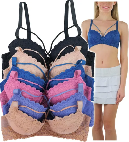 Vista 14 de ToBeInStyle Paquete de 6 sujetadores acolchados de estilo clásico con aros para mujer