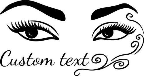 Vista 8 de Calcomanía de pared con hermoso estilo y cejas para salón de belleza con personalización de texto, ideal para decoración de dormitorio de mujer