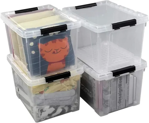 Vista 8 de Ggbin Bolsa de almacenamiento transparente de 34 cuartos de galón, contenedor de plástico con cierre negro, paquete de 4