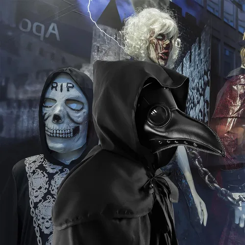 Vista 2 de Máscara de médico de la peste de Halloween, disfraz de médico de la peste, máscara de Obito, máscara de Halloween steampunk, máscara de terror
