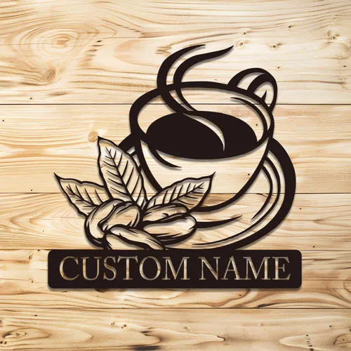 Vista 18 de Arte de pared de metal personalizado de café, letrero de café personalizado, letrero de nombre personalizado para amantes del café, regalo de arte