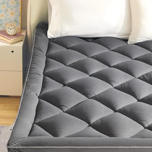 Vista 10 de SLEEP ZONE - Cubrecolchón extragrueso individual para dolor de espalda, funda de colchón de felpa transpirable y gruesa, cubrecama suave con relleno