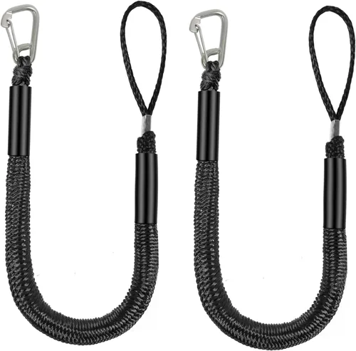 Vista 11 de Cuerda de amarre para lancha de 3.5 pies, paquete de 2 amarres para embarcaciones para acoplamiento de cables elásticos negros, accesorios