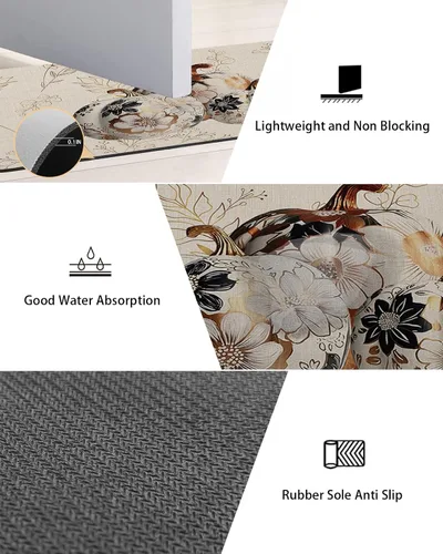 Vista 2 de Tapete de baño de otoño para bañera, tapete antideslizante de secado rápido y absorbente, tierra de diatomeas, cocina, ducha, fregadero, lavable
