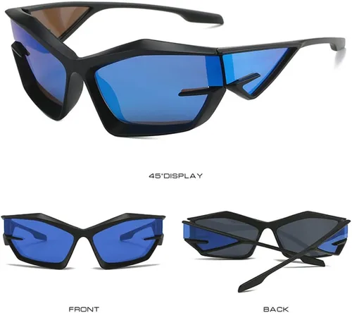 Vista 3 de Y2K Wrap Around Sunglasses for Men Women Trendy Design Futuristic Sports Fashion Eyewear