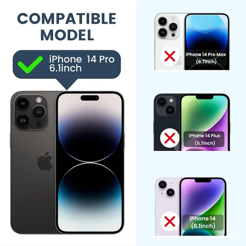 Vista 2 de Goton - Funda compatible para iPhone 14 Pro con protector de pantalla - Funda protectora deslizante para cámara con soporte para anillo, parachoques
