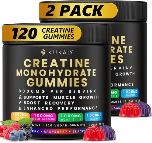 Vista 8 de kukaly Gomitas de monohidrato de creatina para hombres y mujeres, gomitas de creatina sin azúcar, sabor mezclado con L-taurina, BCAA 2:1, B12 B6