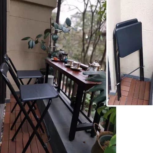 Vista 6 de Taburete plegable para el hogar, silla de bar de 27/29 pulgadas, taburete alto con respaldos, silla de pub de madera, taburete de metal