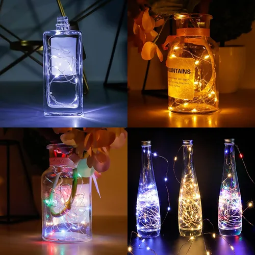 Vista 7 de Ostwiki Guirnalda de luces de hadas que funcionan con pilas, paquete de 6 mini luces de 20 LED, 2,1 metros, luz centelleante de luciérnagas