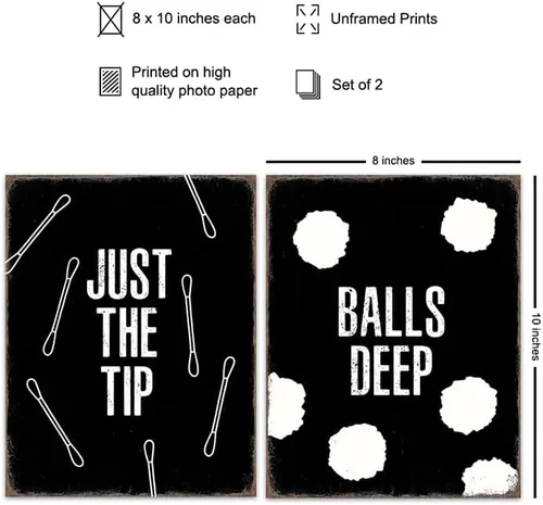 Vista 2 de Decoración de baño con refranes divertidos para hombres, juego de baño blanco y negro para cueva de hombre, citas divertidas masculinas, decoración