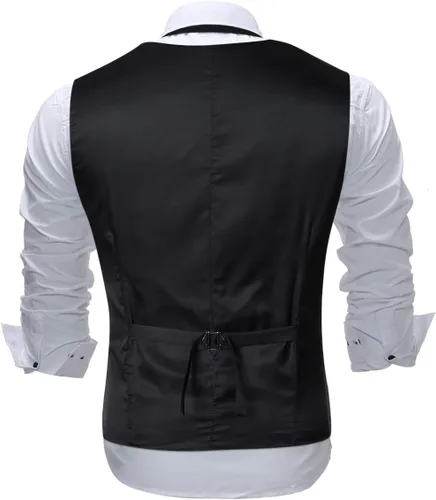 Vista 2 de Cloudstyle Chaleco de vestir con estampado para hombre, ajustado, chaleco formal con botones