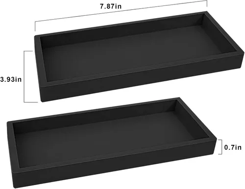 Vista 2 de 2 bandejas de silicona para tocador de baño, bandeja rectangular para encimera de baño, 7.87 x 3.93 pulgadas, bandeja de tocador de perfume